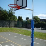Outdoor Basketball with Safety Padding.