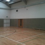 Indoor Sports Line Marking in Irish Schools. basketball line marking, badminton line marking, volleyball line marking and 5 a side soccer line marking.